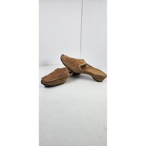 Y2K Art Effects Mules Shoes Sz 7 Tan Leather Pony‎ Hair Sandals Slip On Brazil